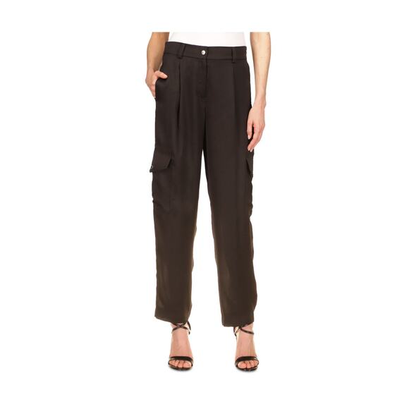 Michael Kors Women's Black Textured Pleated Pocketed Cargo Pants 10 NWT - Picture 1 of 10